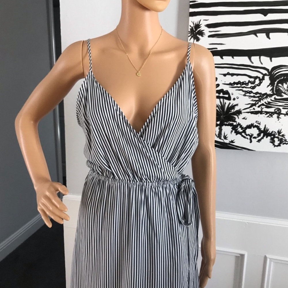 Favlux Navy Pin Striped Maxi Dress